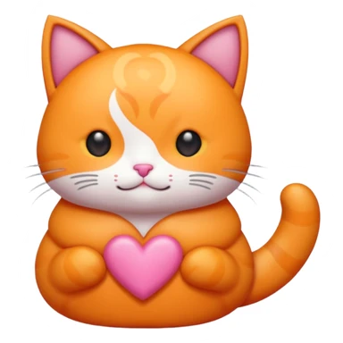 Gato naranja corazón rosa cuerpo entero kawaii sticker