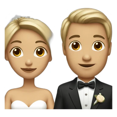 Tan Woman with dark brown hair and man with blonde hair getting married sticker