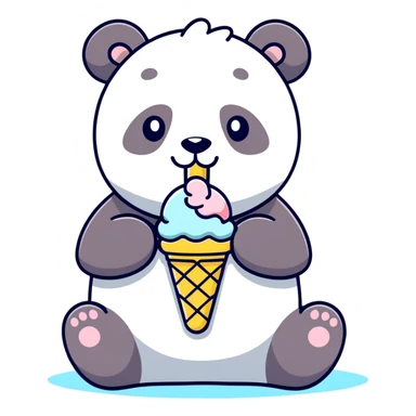 Panda Express eating ice cream sticker