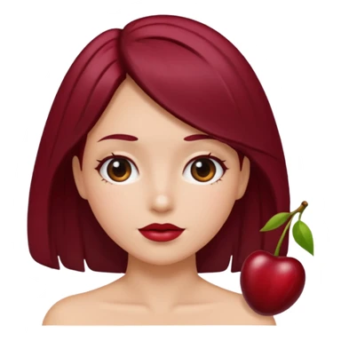 I take second photo but change the color of the hair for a red cherry or burgundy sticker