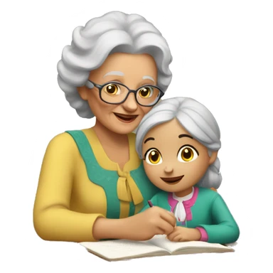 grandma tutoring little gypsy girl sticker