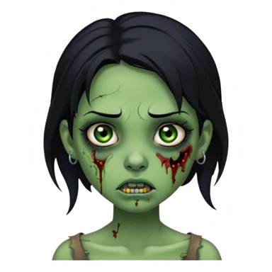 Zombie girl with a nose piercing black hair green skin sticker