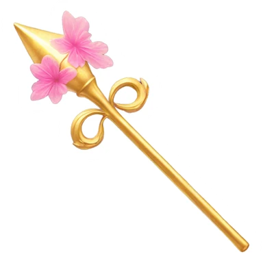 Golden wand with floral pattern on it and pink fairy dust around it  sticker
