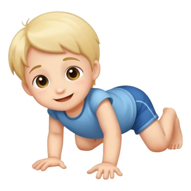 cheerful and cute child crawling on hands and knees sticker