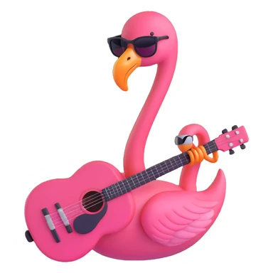 flamingo with sunglasses playing guitar sticker