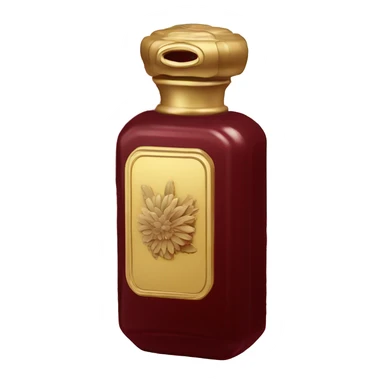 Dark red vintage French style perfume bottle with red asters sticker