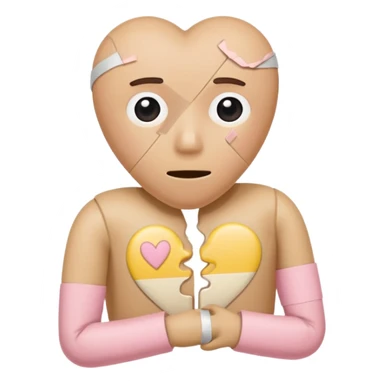 A broken heart sealed with a Band-aid man in soft pink, beige and yellow pastel colors sticker