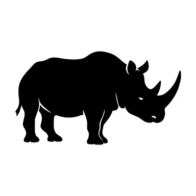 Rhinoceros black silhouette white background sticker