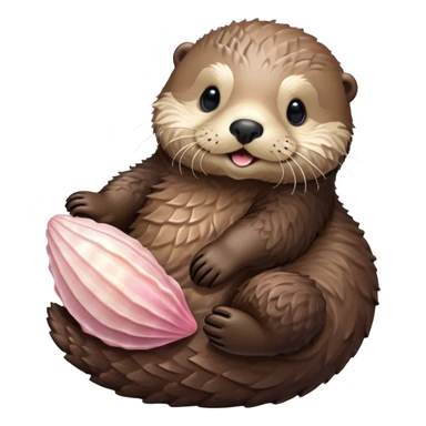 Detailed sea otter on its back with light pink seashell  sticker