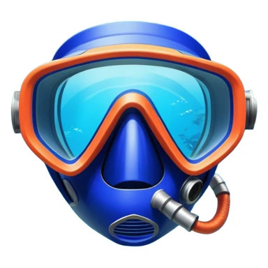 An icon featuring a close-up of a diving mask, snorkel, and fins floating on the surface of vibrant blue water. In the background, coral reefs and tropical fish create a lively underwater scene. Transparent background highlights the beauty and adventure of the diving experience. sticker