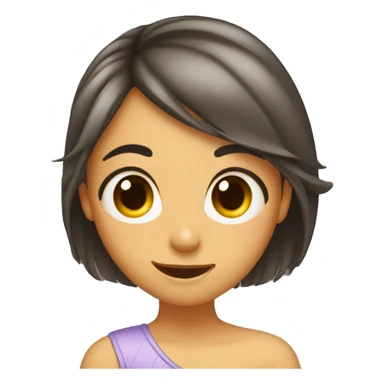 Girl tucks hair behind the ear with her tongue sticking out sticker