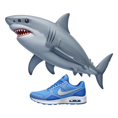 A  3 leged shark with blue nike shoes  sticker