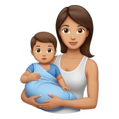 Light brunette fit mom with baby boy sticker