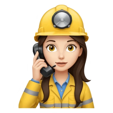 okay now do a brunette girl with long dark brown hair. rolling her eyes as she is on a phone call and is wearing a engineer helmet  sticker