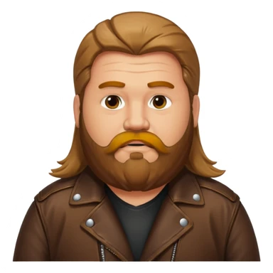 Long hair very fat men with beard in leather jacket sticker