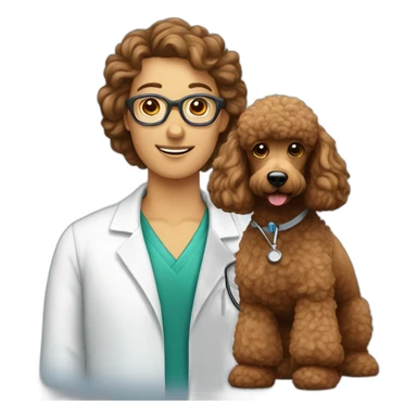Neurologist and brown poodle sticker