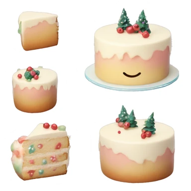 Emoji of a New Year's cake with delicate cream and minimalistic decorations (for example, a few berries or small Christmas tree toys). Warm pastel shades, clean lines sticker