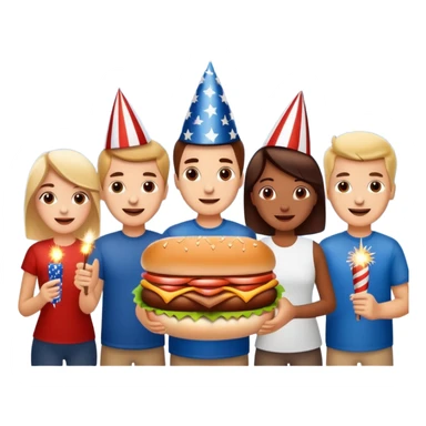 4th of July with fireworks, hotdogs, hamburgers and sparklers sticker