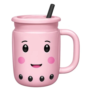 Pink mug with bubble tea, Without a face, Just a pink bubble tea mug sticker