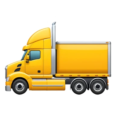yellow sleeper semi truck with flat bed semi trailer, side view sticker