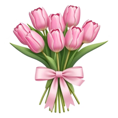 Pastel pink tulip bouquet with bow sticker