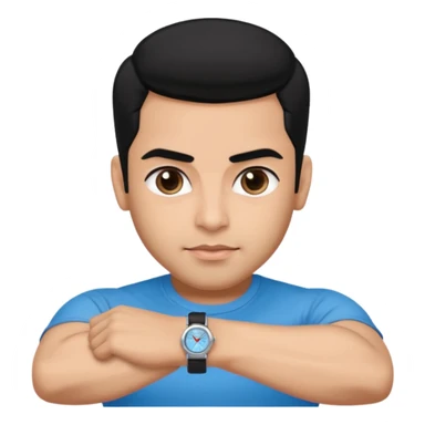 ipretty bratz emoji of salman khan wearing a black tee, silver- blue bracelet, black hair sticker