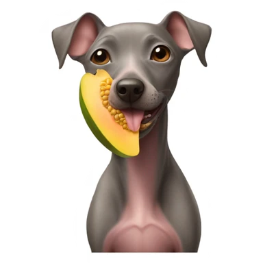 American Hairless Terrier eating mango  sticker