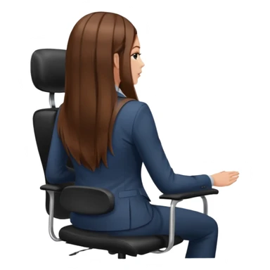 Woman sitting on an office chair from the Back of head with long hair sticker