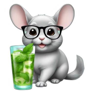 chinchilla with glasses and mojito sticker