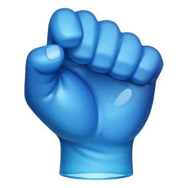 Give me a punching emoji with a blue gradient and transparency, No face, just a fist, With the effect of glass and transparency sticker