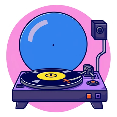 retro record player with disco vinyl sticker