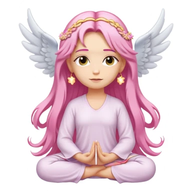 blonde angel woman with long hair meditating with pink hair clips sticker
