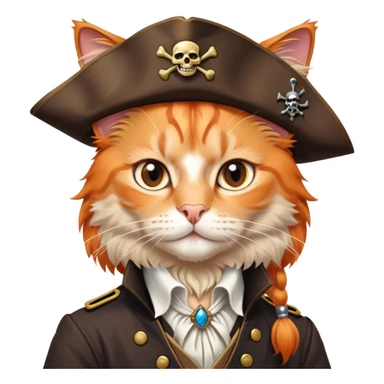 Aristocratic orange cat on Jack Sparrow's shoulder sticker