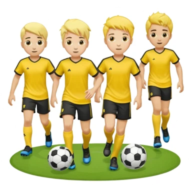 boys play soccer in yellow dress, yellow shrits, yellgow socks. others colors hair sticker