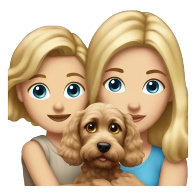 blue eyed blonde lady with brown Cockapoo puppy dog sticker