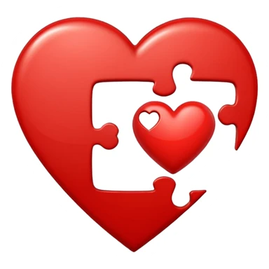 puzzle piece fitting with another and heart sticker