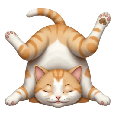 grey and white small cat eyes with closed lying down upside down with paws stretched out straight in different directions sticker