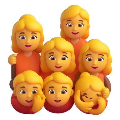 a family of four, 3D emoji style, happy sticker