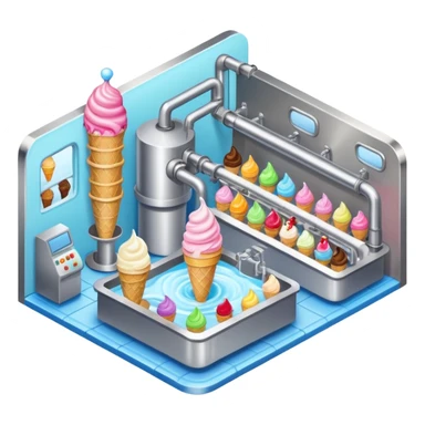 Ice cream factory with machines and production lines sticker