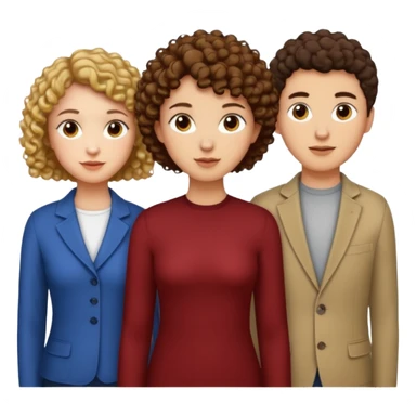 Throuple with two women with curly short hair, man with short brown hair, one woman taller than the others sticker