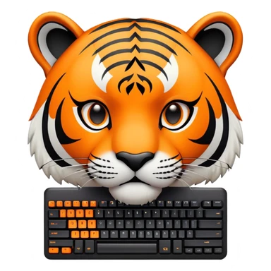 tiger face with gaming keyboard for PC gamers Twitch emote sticker
