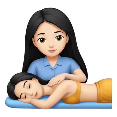 Back massage body the hair is long and black sticker