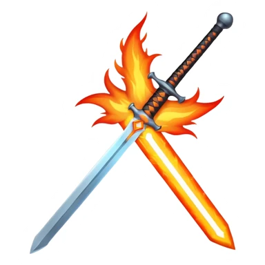 Flaming magic sword — fiery aura and sparks sticker