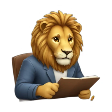 A lion is doing studying sticker