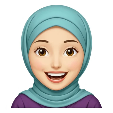 hijabi woman with medium fair skin, laughing sticker
