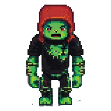 Minecraft OMZ character with a creeper, pixel art style, simple background sticker