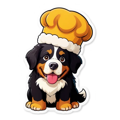 Bernese mountain dog with baking hat  sticker