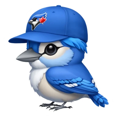 bluejay sleeping, wearing toronto blue jays baseball hat,  sticker