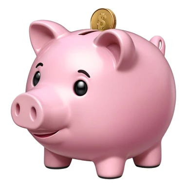 pink piggy bank with coin slot sticker