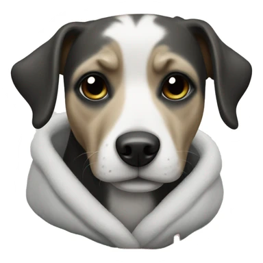 Black and white dog wearing a Christmas hoodie sticker